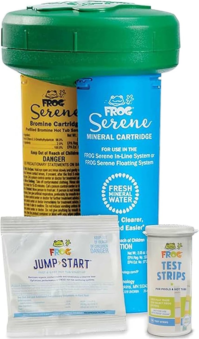 Frog Serene Floating System for Hot Tubs - Quick & Easy Prefilled Hot Tub Sanitizer - Hot Tub Maintenance System with Sanitizing Minerals & Bromine - Image 1
